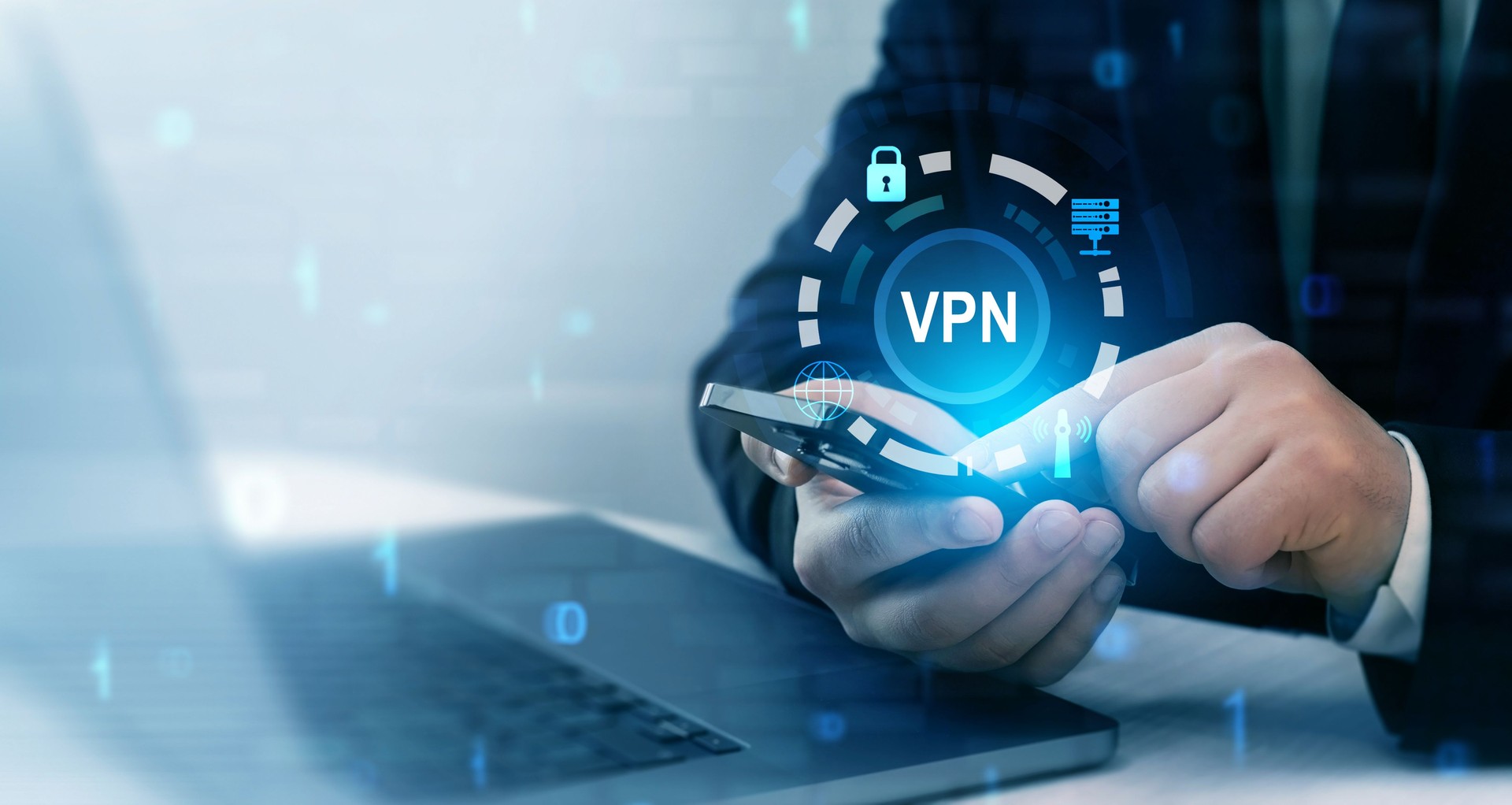 Remote server and private internet network to protect privacy personal data.VPN secure connection technology.