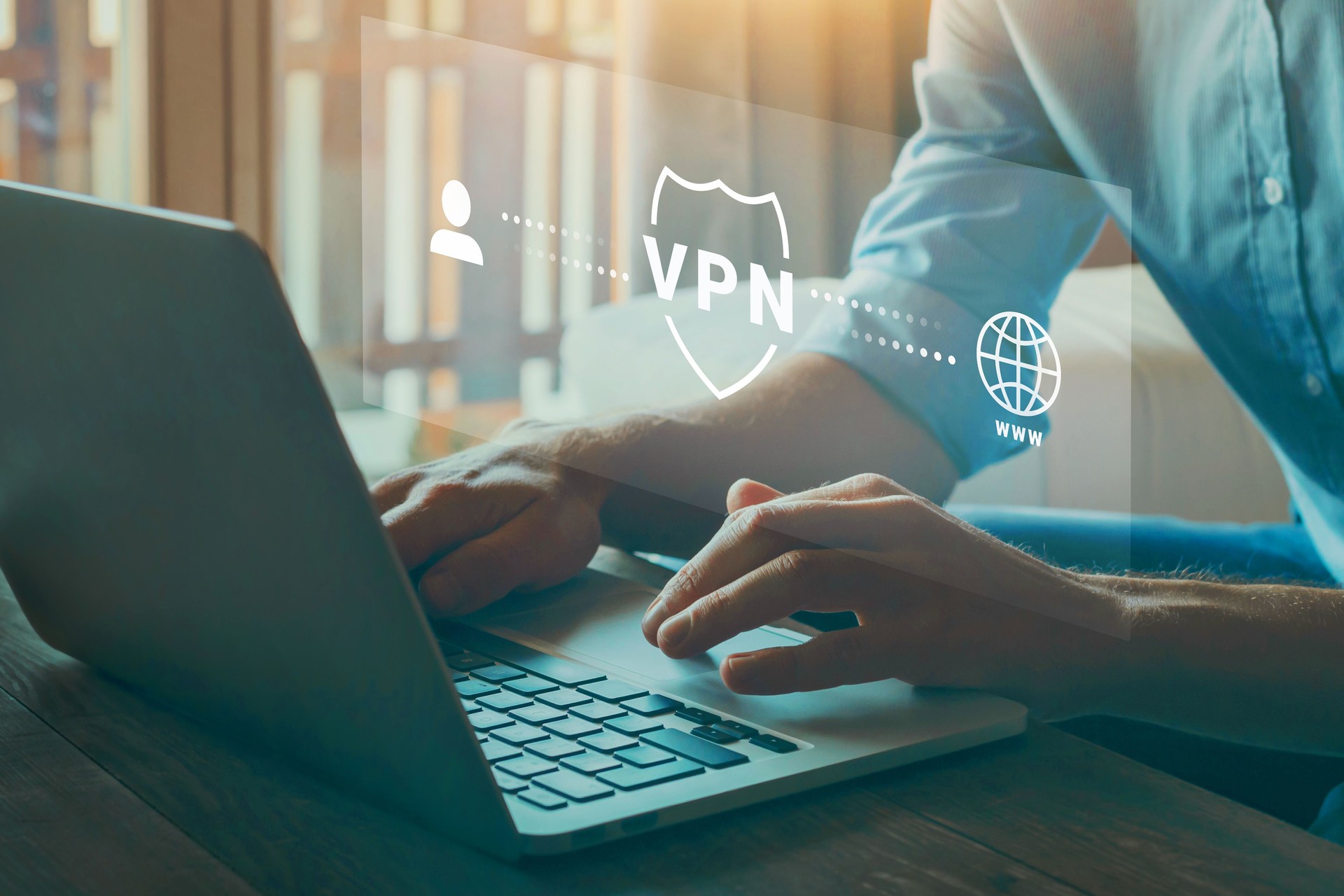 VPN concept, Virtual private network. Secure encrypted internet connection.